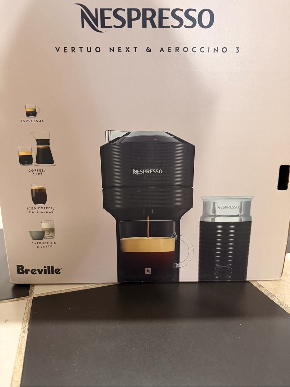 Nespresso Vertuo Next & Aeroccino 3 Coffee Maker - Black and Silver